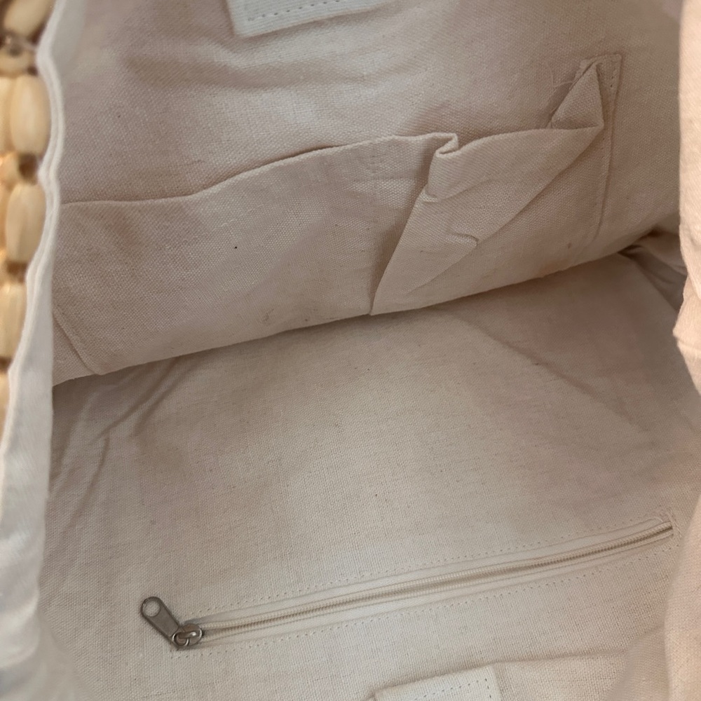 Rachel Ashwell- Handcrafted Beaded Half-Moon Tote — Natural Beige - Picture 3 of 3